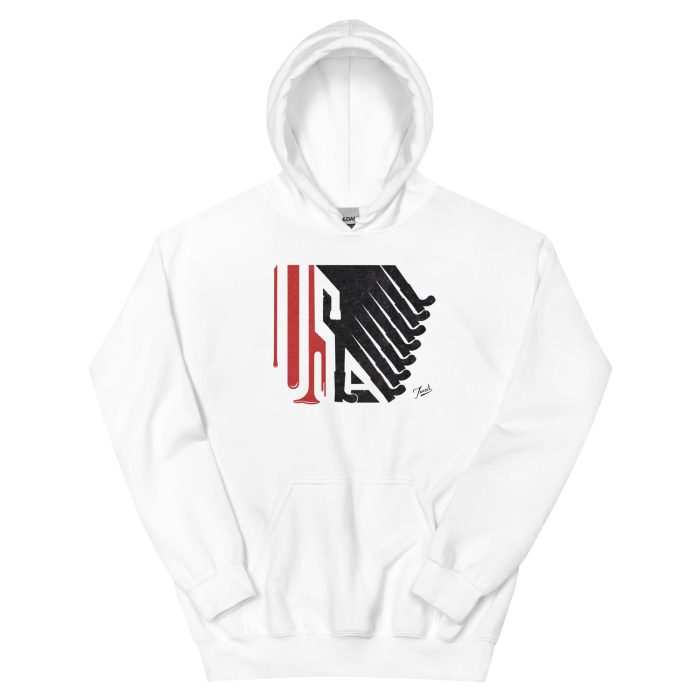 unisex-heavy-blend-hoodie-white-front-6961476b11f78.jpg GARY TAXALI "ALL LOUD ON THE WESTERN FRONT" Unisex Hoodie - artist designed clothing by Canadian artist Gary Taxali
