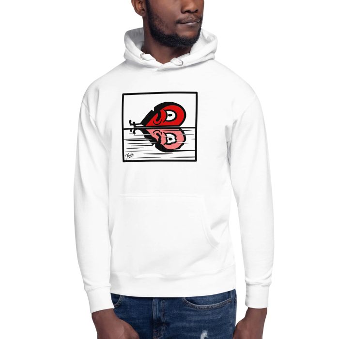 unisex-premium-hoodie-white-front-650899723e418.jpg "Love Reflections" Unisex Gary Taxali Hoodie - artist designed clothing by Canadian artist Gary Taxali