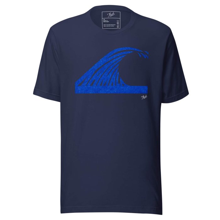 unisex-staple-eco-t-shirt-navy-front-66d482c5d7a80.jpg “Gary Taxali “Wave” Unisex staple eco t-shirt - art fashion by Gary Taxali