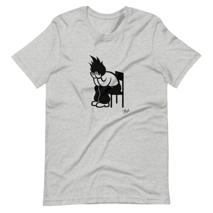 unisex-staple-t-shirt-athletic-heather-front-655295ea6807a.jpg "Fire Chair" Unisex Gary Taxali t-shirt - art fashion by Gary Taxali