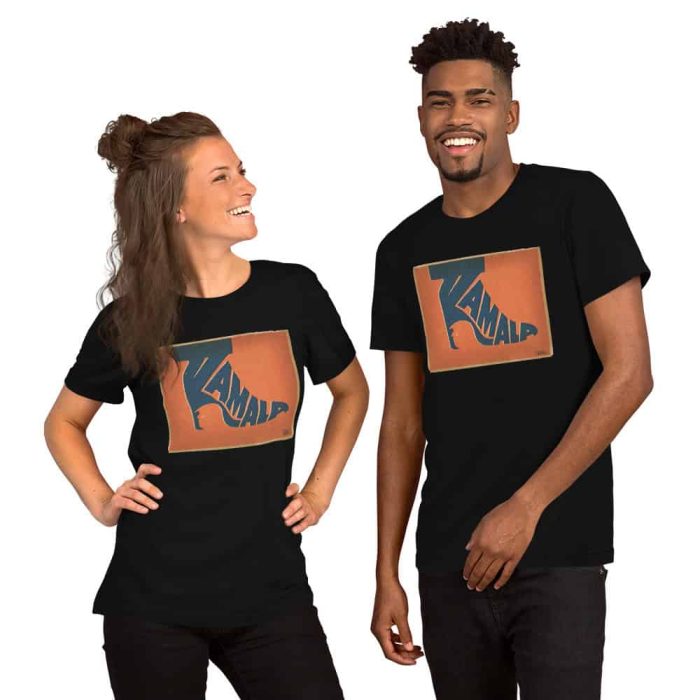 unisex-staple-t-shirt-black-front-67016dfd72ab8.jpg Gary Taxali “Kamala Heel” Unisex T-Shirt - art fashion by Gary Taxali