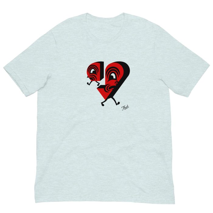 unisex-staple-t-shirt-heather-prism-ice-blue-front-64f6301851a43.jpg "You Incomplete Me" Unisex Gary Taxali t-shirt - pop art apparel by Canadian artist Gary Taxali