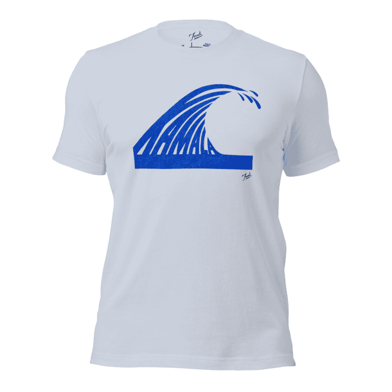 unisex-staple-t-shirt-light-blue-front-66d485a56f157 Gary Taxali “Wave” Unisex T-Shirt - pop art apparel by Canadian artist Gary Taxali