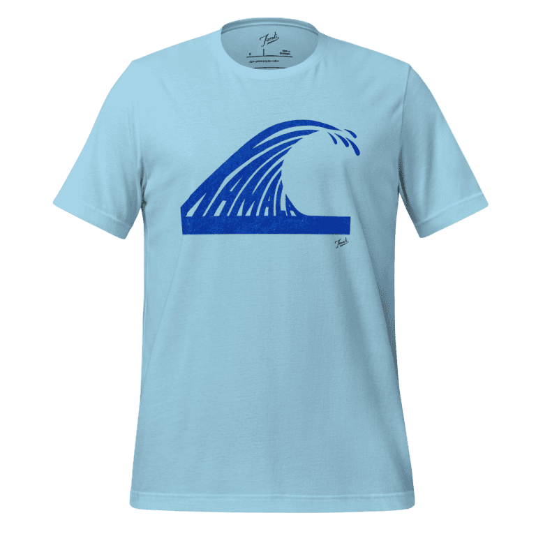 unisex-staple-t-shirt-ocean-blue-front-66d485b8f13d3 Gary Taxali “Wave” Unisex T-Shirt - pop art apparel by Canadian artist Gary Taxali