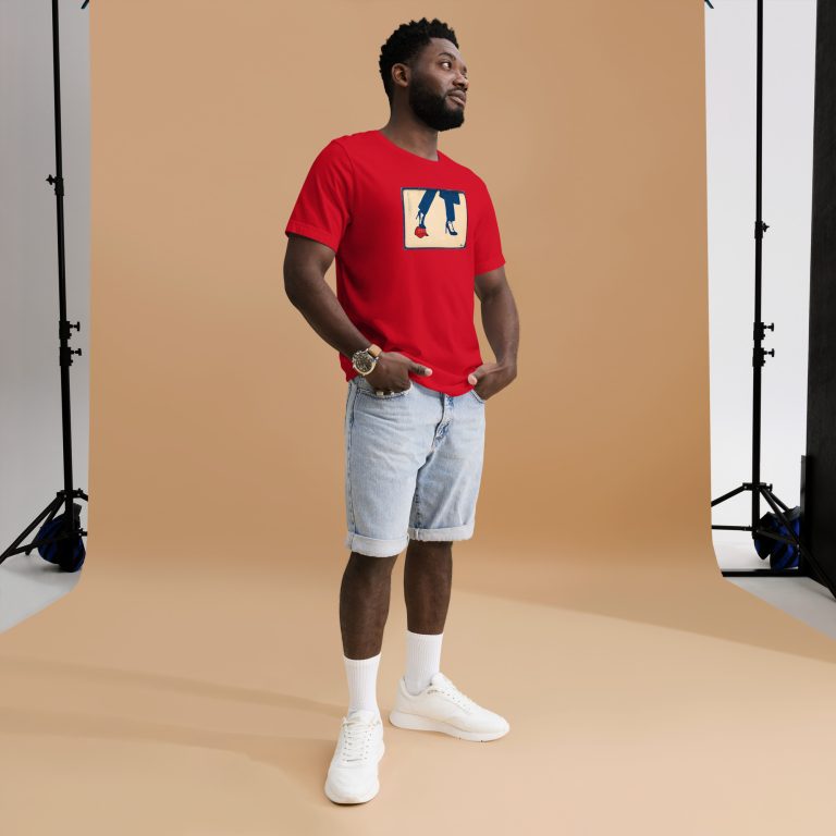 unisex-staple-t-shirt-red-front-66d35344df96c.jpg Gary Taxali “Kamala 2024” Unisex T-Shirt - art fashion by Gary Taxali