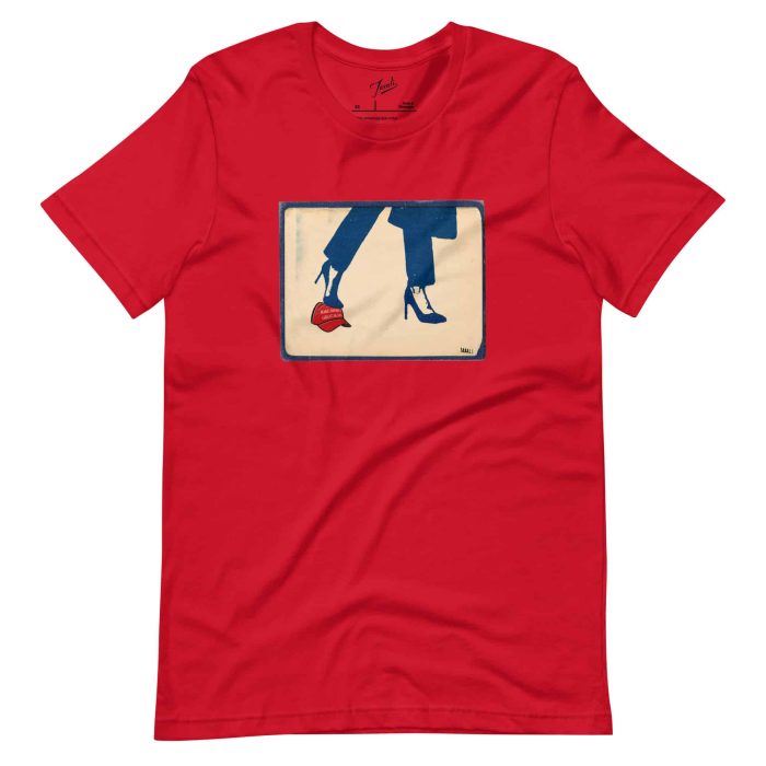 unisex-staple-t-shirt-red-front-66d35344f07e9.jpg Gary Taxali “Kamala 2024” Unisex T-Shirt - art fashion by Gary Taxali