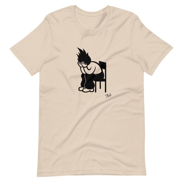 unisex-staple-t-shirt-soft-cream-front-655295ea68994.jpg "Fire Chair" Unisex Gary Taxali t-shirt - art fashion by Gary Taxali