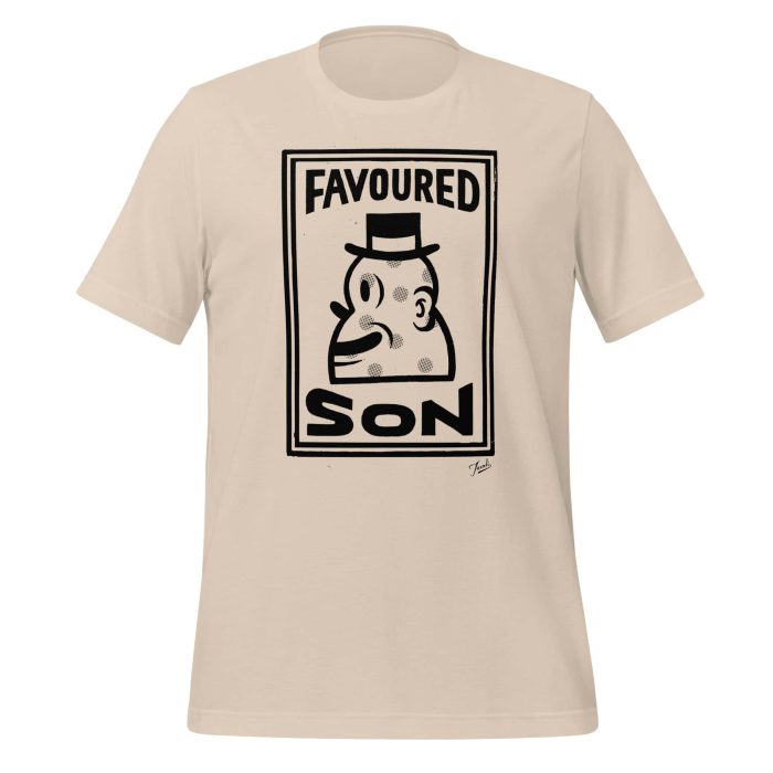unisex-staple-t-shirt-soft-cream-front-65529ef01cd25.jpg "Favoured Son" Unisex Gary Taxali t-shirt - art fashion by Gary Taxali