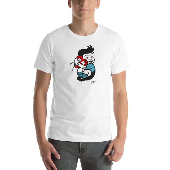 unisex-staple-t-shirt-white-front-653814a63ca0c.jpg "Love You" Unisex Gary Taxali t-shirt - pop art apparel by Canadian artist Gary Taxali
