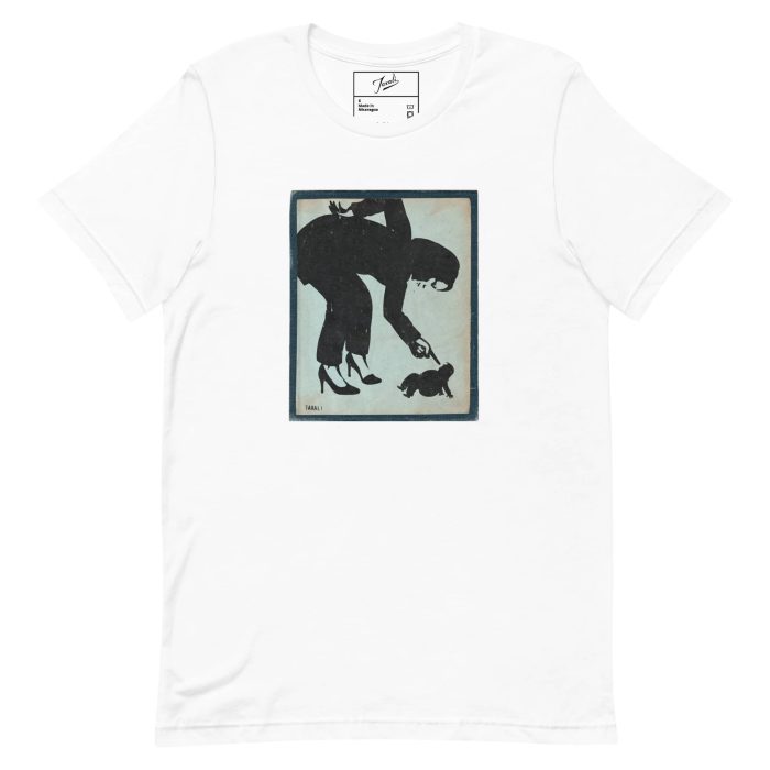 unisex-staple-t-shirt-white-front-66d36df8ea8fd.jpg Gary Taxali “Shame ” Unisex T-Shirt - art fashion by Gary Taxali