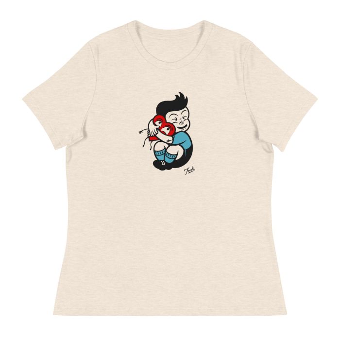 womens-relaxed-t-shirt-heather-prism-natural-front-64ef8a67077c1.jpg "Love You" Women's Relaxed Gary Taxali T-Shirt - art fashion by Canadian artist Gary Taxali