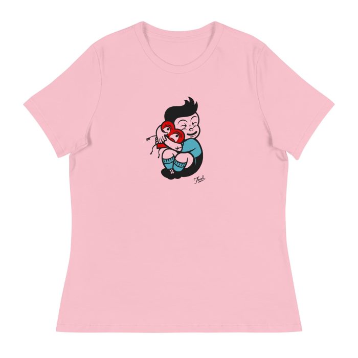 womens-relaxed-t-shirt-pink-front-64ef8a67075f7.jpg "Love You" Women's Relaxed Gary Taxali T-Shirt - art fashion by Canadian artist Gary Taxali