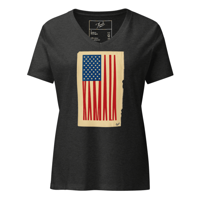 womens-relaxed-v-neck-t-shirt-dark-grey-heather-front-66d3a331a00d6.png “Gary Taxali “Kamala Flag” Women’s relaxed v-neck t-shirt - pop art apparel by Gary Taxali