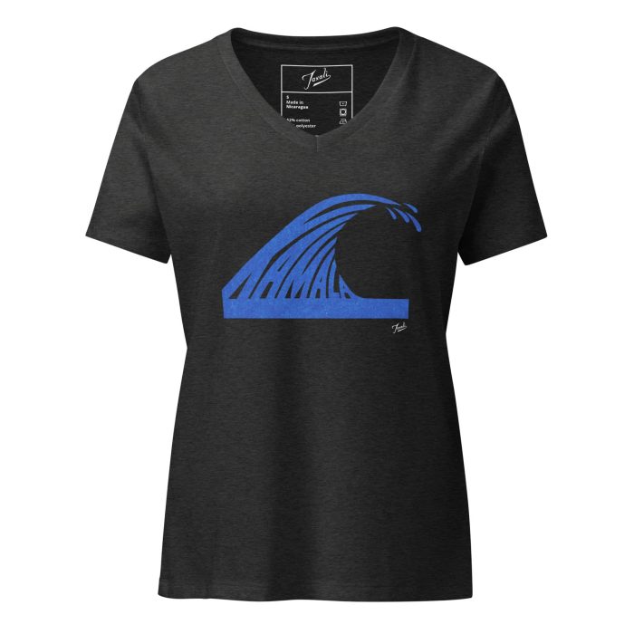 womens-relaxed-v-neck-t-shirt-dark-grey-heather-front-66d488a5ee69e.jpg Gary Taxali “Wave” Women’s relaxed v-neck t-shirt - art fashion by Canadian artist Gary Taxali
