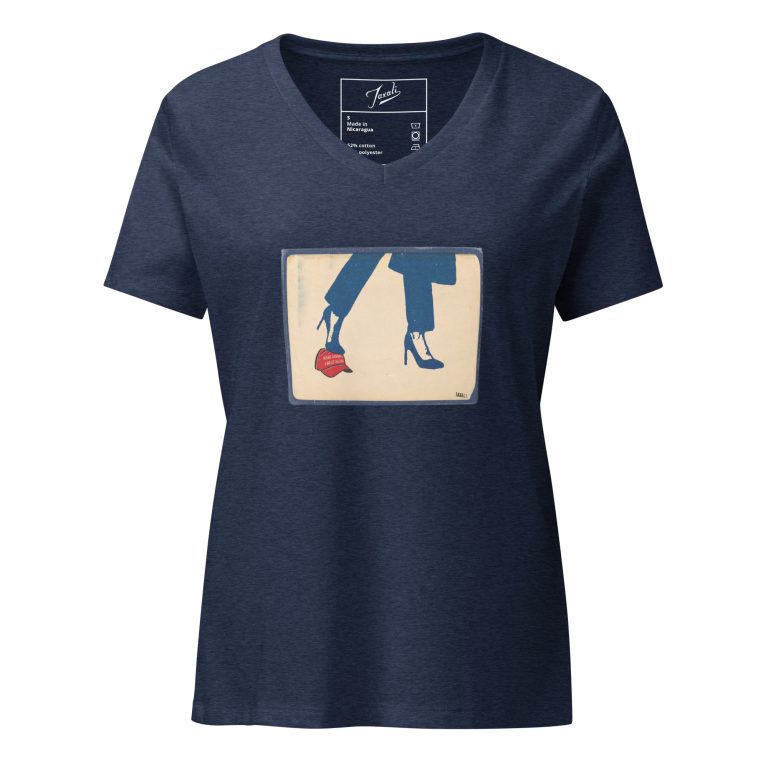 womens-relaxed-v-neck-t-shirt-heather-navy-front-66d398e9e429b.jpg Gary Taxali "Kamala 2024" Women's relaxed v-neck t-shirt - pop art apparel by Gary Taxali