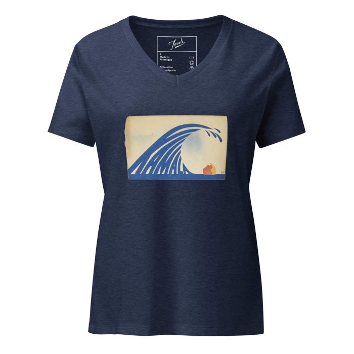 womens-relaxed-v-neck-t-shirt-heather-navy-front-66d39cd155e39.jpg “Gary Taxali “Kamala Wave” Women’s relaxed v-neck t-shirt - art fashion by Gary Taxali
