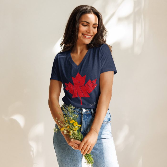 womens-relaxed-v-neck-t-shirt-heather-navy-front-67d5b8f9c15d8.jpg GARY TAXALI “CARNEY” WOMEN’S RELAXED V-NECK T-SHIRT - art fashion by Gary Taxali