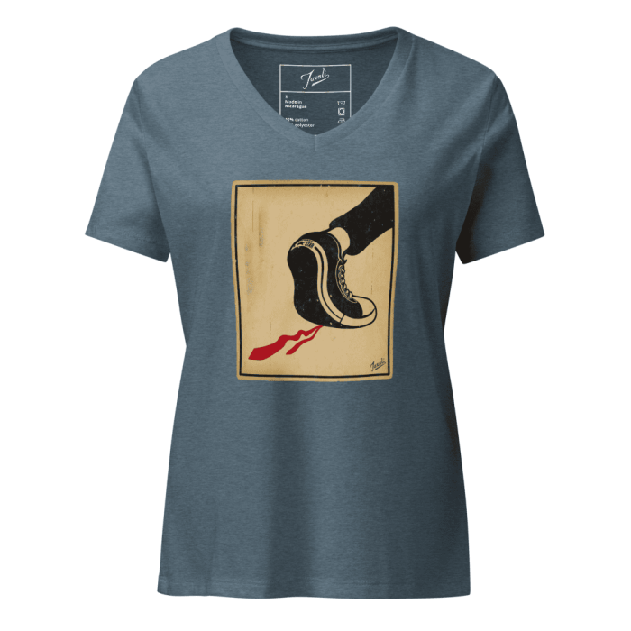 womens-relaxed-v-neck-t-shirt-heather-slate-front-66d3a047230f0.png “Gary Taxali “Kamala Shoe” Women’s relaxed v-neck t-shirt - art fashion by Canadian artist Gary Taxali