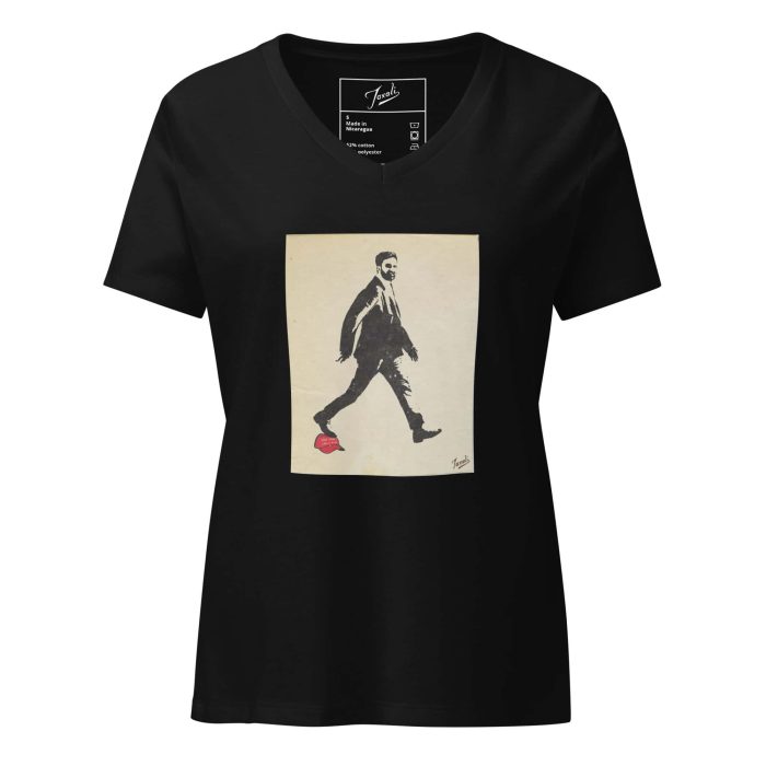 womens-relaxed-v-neck-t-shirt-solid-black-blend-front-690f7cea5b0d8.jpg GARY TAXALI “ZOHRAN MAMDANI” RELAXED WOMEN'S V-NECK T-SHIRT - artist designed clothing by Gary Taxali