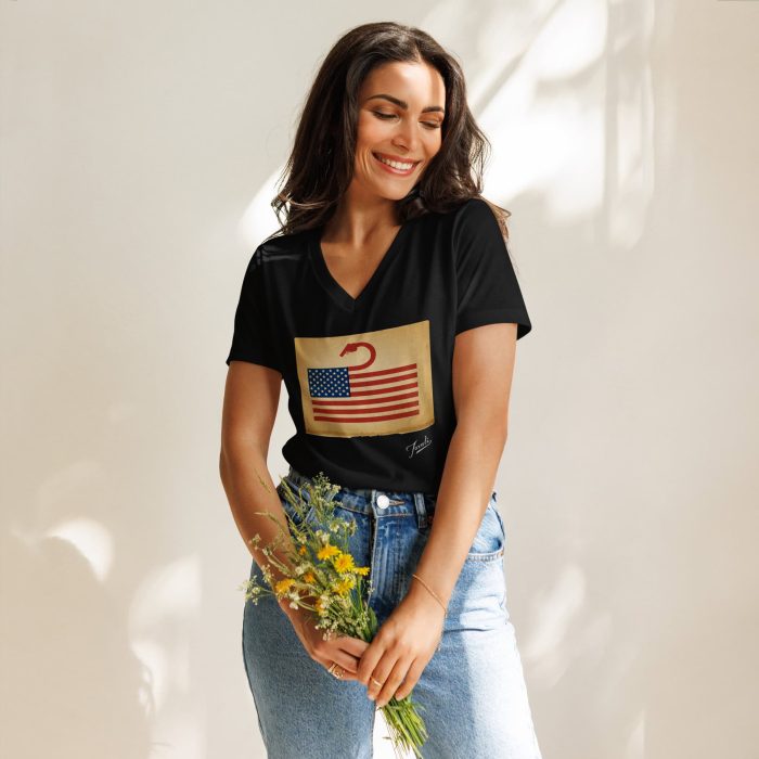 GARY TAXALI “AMERICAN GUN” Women’s relaxed v-neck t-shirt - art fashion by Gary Taxali