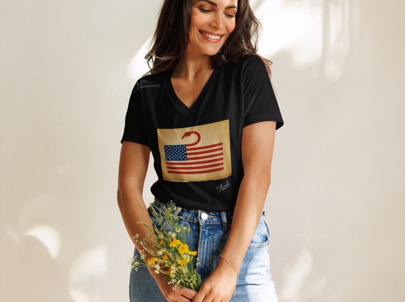 GARY TAXALI “AMERICAN GUN” Women’s relaxed v-neck t-shirt