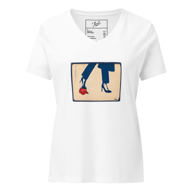womens-relaxed-v-neck-t-shirt-solid-white-blend-front-66d398ea061c3.jpg Gary Taxali "Kamala 2024" Women's relaxed v-neck t-shirt - pop art apparel by Gary Taxali
