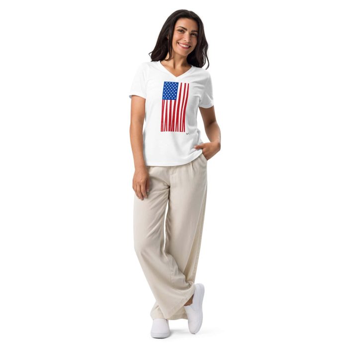 womens-relaxed-v-neck-t-shirt-solid-white-blend-front-66dda598d6bea.jpg Gary Taxali “Kamala Flag Simple Graphic” Women’s relaxed v-neck t-shirt - White - pop art apparel by Canadian artist Gary Taxali