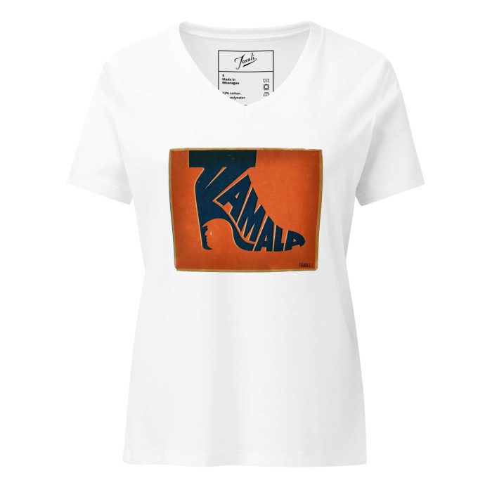 womens-relaxed-v-neck-t-shirt-solid-white-blend-front-6701708034ab6.jpg “Gary Taxali “Kamala Heel” Women’s relaxed v-neck t-shirt - artist designed clothing by Canadian artist Gary Taxali