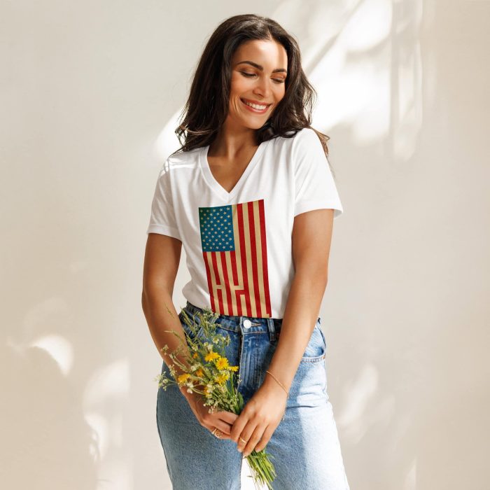 womens-relaxed-v-neck-t-shirt-solid-white-blend-front-67b88b01c6cb6.jpg GARY TAXALI “HEIL” WOMEN’S RELAXED V-NECK T-SHIRT - artist designed clothing by Gary Taxali