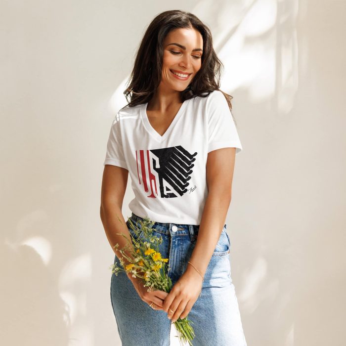 GARY TAXALI "ALL LOUD ON THE WESTERN FRONT" Women’s relaxed v-neck t-shirt - art fashion by Gary Taxali